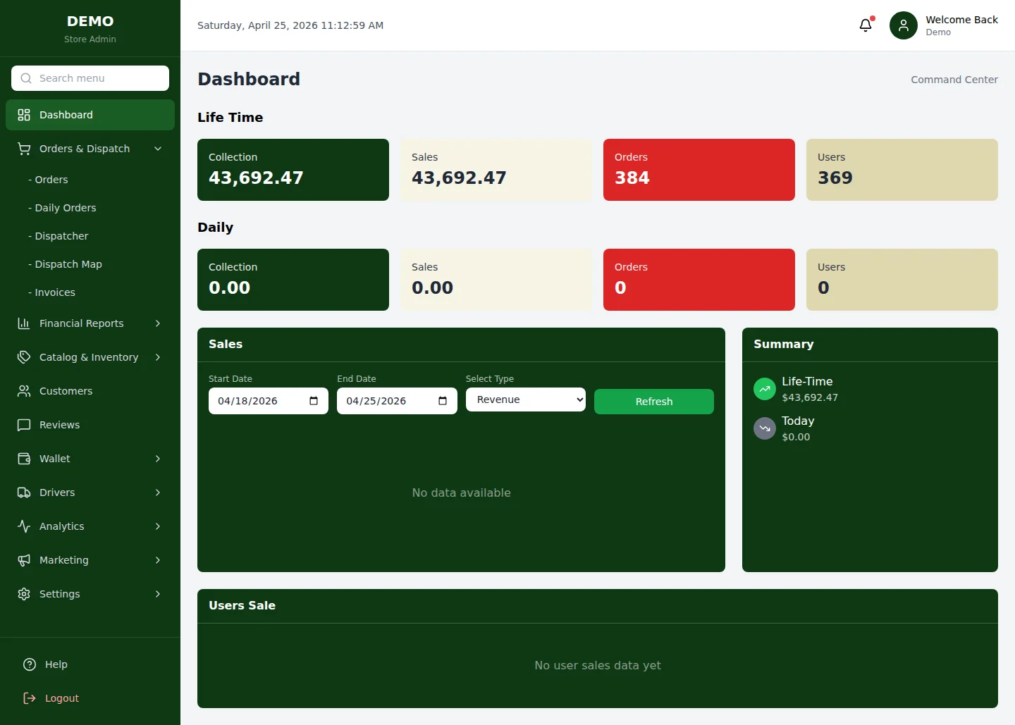 Админ-панель — общий вид интерфейса