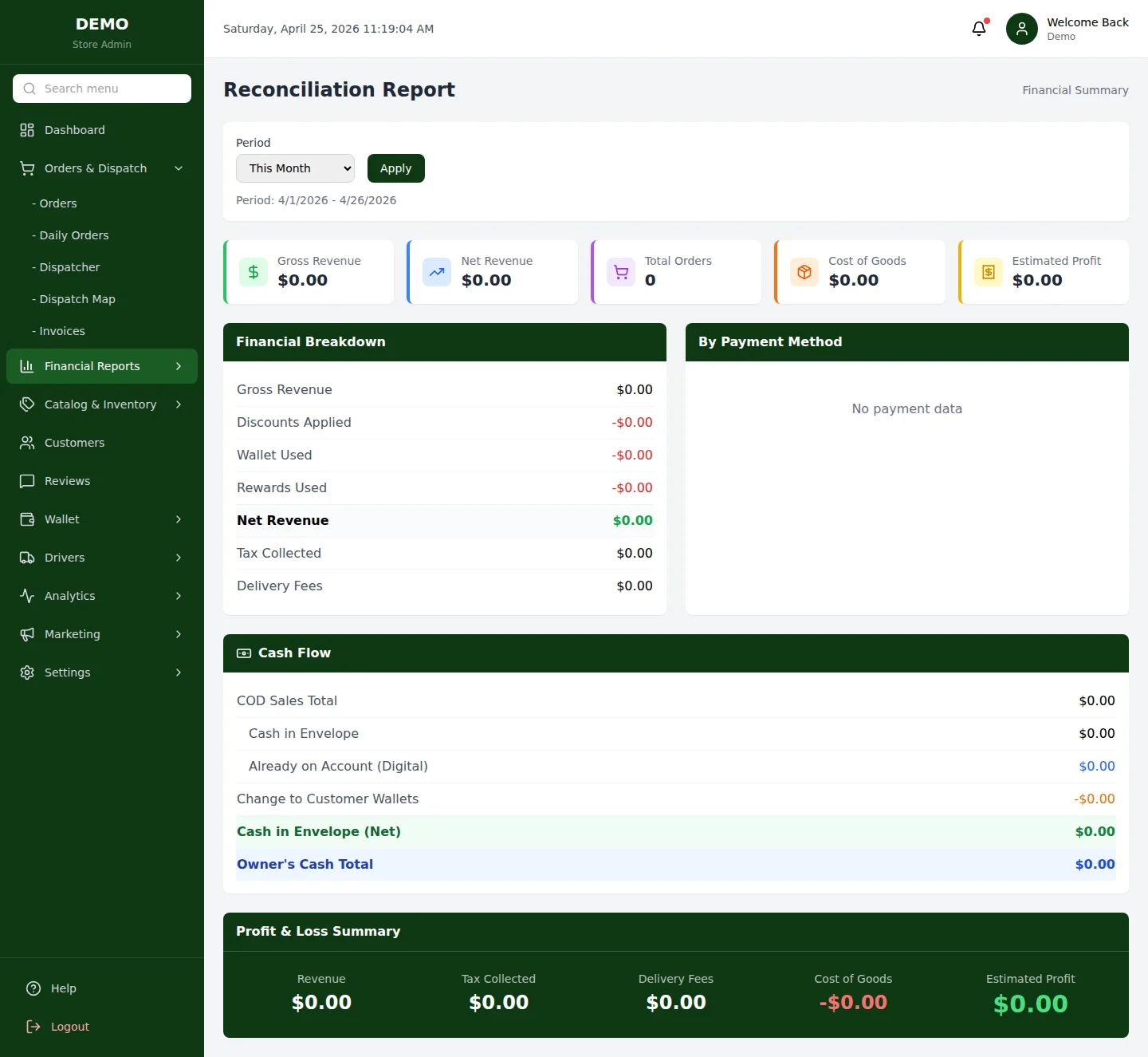 Reconciliation — финансовая сверка дня