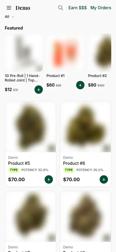 Sales mini-app — каталог с категориями и featured-секцией